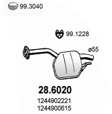 ASSO 28.6020 Средний глушитель выхлопных газов для MERCEDESBENZ (Мерседес бенц) ASSO 28.6020 Средний глушитель выхлопных газов для MERCEDESBENZ (Мерседес бенц)