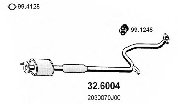 ASSO 32.6004 Средний глушитель выхлопных газов для NISSAN PRIMERA (Ниссан Примера) ASSO 32.6004 Средний глушитель выхлопных газов для NISSAN PRIMERA (Ниссан Примера)