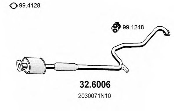 ASSO 32.6006 Средний глушитель выхлопных газов для NISSAN PRIMERA (Ниссан Примера) ASSO 32.6006 Средний глушитель выхлопных газов для NISSAN PRIMERA (Ниссан Примера)