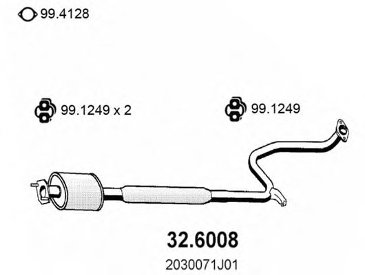 ASSO 32.6008 Средний глушитель выхлопных газов для NISSAN PRIMERA (Ниссан Примера) ASSO 32.6008 Средний глушитель выхлопных газов для NISSAN PRIMERA (Ниссан Примера)