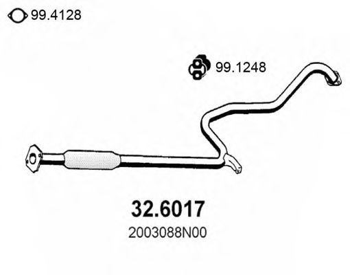 ASSO 32.6017 Средний глушитель выхлопных газов для NISSAN PRIMERA (Ниссан Примера) ASSO 32.6017 Средний глушитель выхлопных газов для NISSAN PRIMERA (Ниссан Примера)
