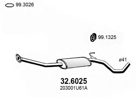 ASSO 32.6025 Средний глушитель выхлопных газов для NISSAN NOTE (Ниссан Нотэ) ASSO 32.6025 Средний глушитель выхлопных газов для NISSAN NOTE (Ниссан Нотэ)