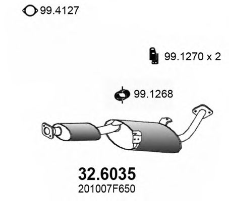 ASSO 32.6035 Средний глушитель выхлопных газов для NISSAN TERRANO II (Ниссан Террано 2) ASSO 32.6035 Средний глушитель выхлопных газов для NISSAN TERRANO II (Ниссан Террано 2)