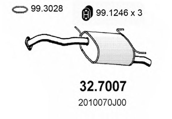 ASSO 32.7007 Глушитель выхлопных газов конечный для NISSAN PRIMERA (Ниссан Примера) ASSO 32.7007 Глушитель выхлопных газов конечный для NISSAN PRIMERA (Ниссан Примера)