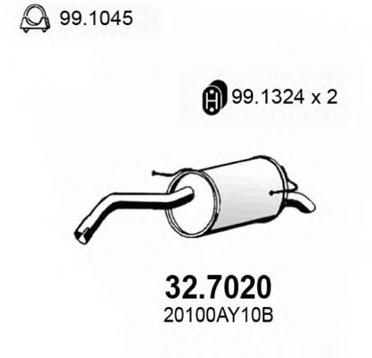 ASSO 32.7020 Глушитель выхлопных газов конечный для NISSAN NOTE (Ниссан Нотэ) ASSO 32.7020 Глушитель выхлопных газов конечный для NISSAN NOTE (Ниссан Нотэ)