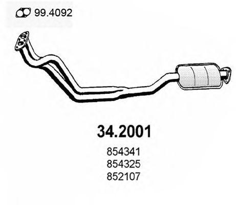 ASSO 34.2001 Предглушитель выхлопных газов для OPEL OMEGA A (Опель Омэга а) ASSO 34.2001 Предглушитель выхлопных газов для OPEL OMEGA A (Опель Омэга а)