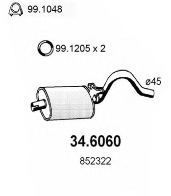 ASSO 34.6060 Средний глушитель выхлопных газов для OPEL MANTA B CC (Опель Манта б cc) ASSO 34.6060 Средний глушитель выхлопных газов для OPEL MANTA B CC (Опель Манта б cc)