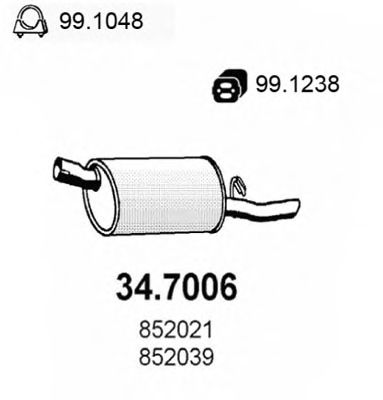 ASSO 34.7006 Глушитель выхлопных газов конечный для OPEL CORSA A (Опель Cорса а) ASSO 34.7006 Глушитель выхлопных газов конечный для OPEL CORSA A (Опель Cорса а)
