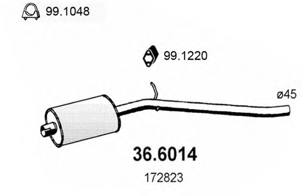 ASSO 36.6014 Средний глушитель выхлопных газов для PEUGEOT 205 II (Пежо 205 2) ASSO 36.6014 Средний глушитель выхлопных газов для PEUGEOT 205 II (Пежо 205 2)