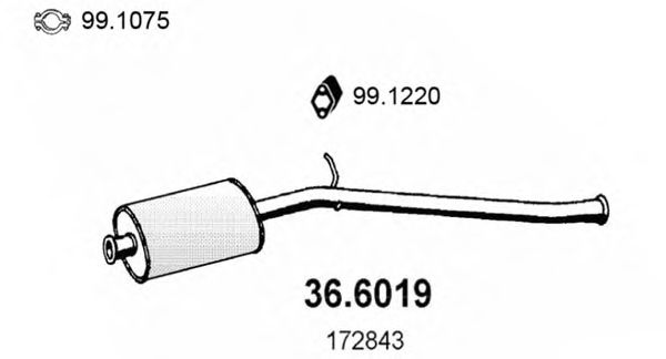 ASSO 36.6019 Средний глушитель выхлопных газов для PEUGEOT 309 II (Пежо 309 2) ASSO 36.6019 Средний глушитель выхлопных газов для PEUGEOT 309 II (Пежо 309 2)