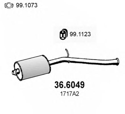 ASSO 36.6049 Средний глушитель выхлопных газов для PEUGEOT 206 (Пежо 206) ASSO 36.6049 Средний глушитель выхлопных газов для PEUGEOT 206 (Пежо 206)