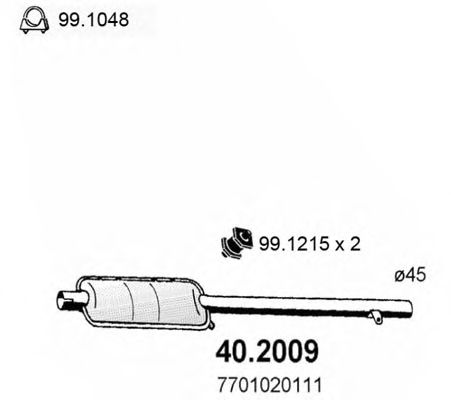 ASSO 40.2009 Предглушитель выхлопных газов для RENAULT LE CAR (Рено Лэ cар) ASSO 40.2009 Предглушитель выхлопных газов для RENAULT LE CAR (Рено Лэ cар)
