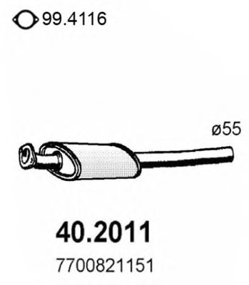 ASSO 40.2011 Предглушитель выхлопных газов для RENAULT SAFRANE (Рено Сафранэ) ASSO 40.2011 Предглушитель выхлопных газов для RENAULT SAFRANE (Рено Сафранэ)