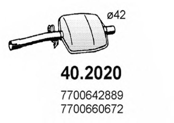 ASSO 40.2020 Предглушитель выхлопных газов для RENAULT FUEGO (Рено Фуэго) ASSO 40.2020 Предглушитель выхлопных газов для RENAULT FUEGO (Рено Фуэго)