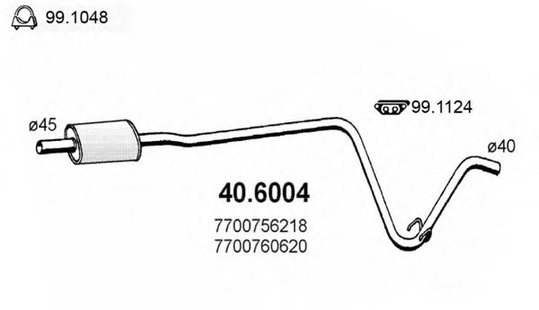 ASSO 40.6004 Средний глушитель выхлопных газов для RENAULT SUPER 5 (Рено Супэр 5) ASSO 40.6004 Средний глушитель выхлопных газов для RENAULT SUPER 5 (Рено Супэр 5)