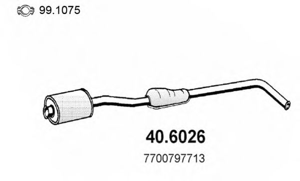 ASSO 40.6026 Средний глушитель выхлопных газов для RENAULT CLIO I (Рено Cлио и) ASSO 40.6026 Средний глушитель выхлопных газов для RENAULT CLIO I (Рено Cлио и)
