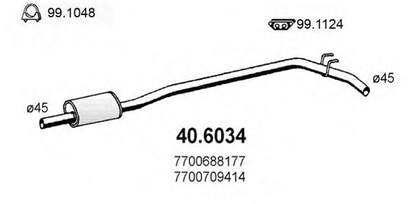 ASSO 40.6034 Средний глушитель выхлопных газов для RENAULT 9 (Рено 9) ASSO 40.6034 Средний глушитель выхлопных газов для RENAULT 9 (Рено 9)