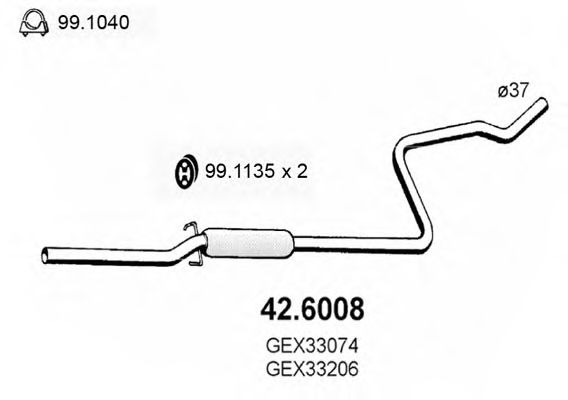 ASSO 42.6008 Средний глушитель выхлопных газов для ROVER (Ровер) ASSO 42.6008 Средний глушитель выхлопных газов для ROVER (Ровер)