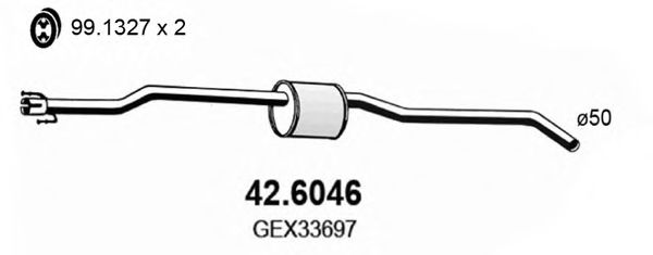 ASSO 42.6046 Средний глушитель выхлопных газов для ROVER 75 ER (Ровер 75 эр) ASSO 42.6046 Средний глушитель выхлопных газов для ROVER 75 ER (Ровер 75 эр)