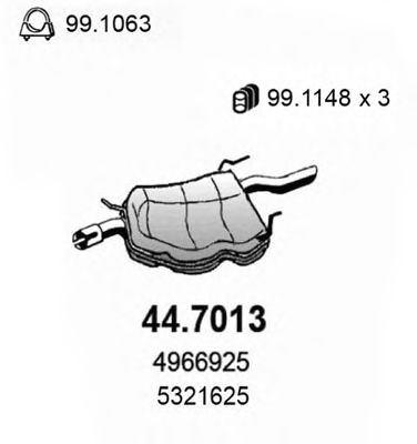 ASSO 44.7013 Глушитель выхлопных газов конечный для SAAB 9-5 (Сааб 9-5) ASSO 44.7013 Глушитель выхлопных газов конечный для SAAB 9-5 (Сааб 9-5)