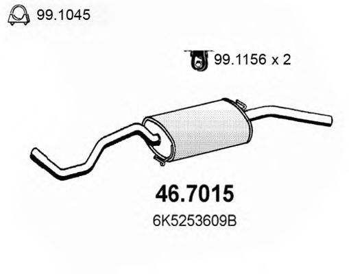 ASSO 46.7015 Глушитель выхлопных газов конечный для SEAT CORDOBA (Сеат Кордоба) ASSO 46.7015 Глушитель выхлопных газов конечный для SEAT CORDOBA (Сеат Кордоба)
