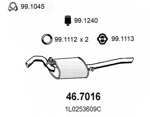 ASSO 46.7016 Глушитель выхлопных газов конечный для SEAT TOLEDO (Сеат Толэдо) ASSO 46.7016 Глушитель выхлопных газов конечный для SEAT TOLEDO (Сеат Толэдо)