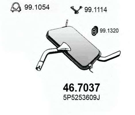 ASSO 46.7037 Глушитель выхлопных газов конечный для SEAT TOLEDO III (Сеат Толедо 3) ASSO 46.7037 Глушитель выхлопных газов конечный для SEAT TOLEDO III (Сеат Толедо 3)