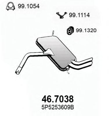 ASSO 46.7038 Глушитель выхлопных газов конечный для SEAT TOLEDO III (Сеат Толедо 3) ASSO 46.7038 Глушитель выхлопных газов конечный для SEAT TOLEDO III (Сеат Толедо 3)