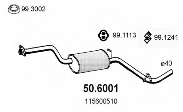 ASSO 50.6001 Средний глушитель выхлопных газов для SKODA FELICIA II (Шкода Фелиция 2) ASSO 50.6001 Средний глушитель выхлопных газов для SKODA FELICIA II (Шкода Фелиция 2)