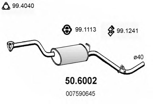 ASSO 50.6002 Средний глушитель выхлопных газов для SKODA FELICIA II (Шкода Фелиция 2) ASSO 50.6002 Средний глушитель выхлопных газов для SKODA FELICIA II (Шкода Фелиция 2)
