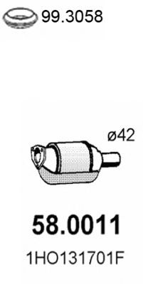 ASSO 58.0011 Катализатор для VOLKSWAGEN CABRIO IV (Фольксваген Cабрио иv)