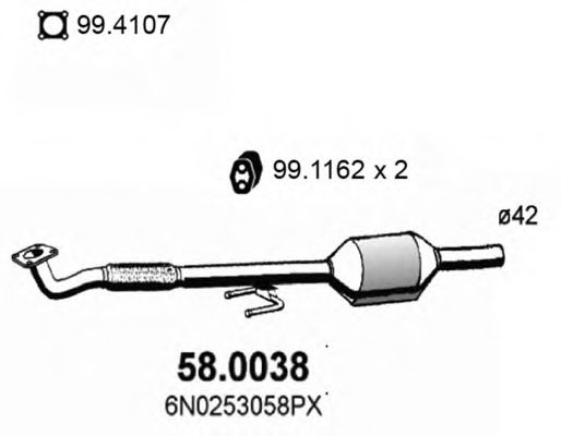 ASSO 58.0038 Катализатор для SEAT AROSA (Сеат Ароса) ASSO 58.0038 Катализатор для SEAT AROSA (Сеат Ароса)