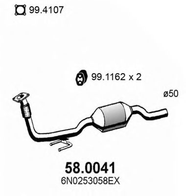 ASSO 58.0041 Катализатор для VOLKSWAGEN POLO (Фольксваген Поло) ASSO 58.0041 Катализатор для VOLKSWAGEN POLO (Фольксваген Поло)