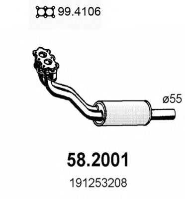 ASSO 58.2001 Предглушитель выхлопных газов для SEAT TOLEDO (Сеат Толэдо) ASSO 58.2001 Предглушитель выхлопных газов для SEAT TOLEDO (Сеат Толэдо)