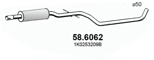 ASSO 58.6062 Средний глушитель выхлопных газов для SEAT ALTEA (Сеат Алтэа) ASSO 58.6062 Средний глушитель выхлопных газов для SEAT ALTEA (Сеат Алтэа)