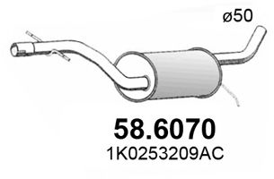 ASSO 58.6070 Средний глушитель выхлопных газов для SEAT TOLEDO III (Сеат Толедо 3) ASSO 58.6070 Средний глушитель выхлопных газов для SEAT TOLEDO III (Сеат Толедо 3)