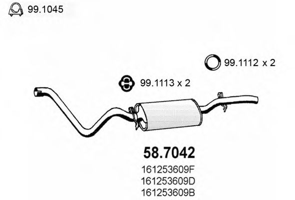 ASSO 58.7042 Глушитель выхлопных газов конечный для VOLKSWAGEN JETTA (Фольксваген Жэтта) ASSO 58.7042 Глушитель выхлопных газов конечный для VOLKSWAGEN JETTA (Фольксваген Жэтта)