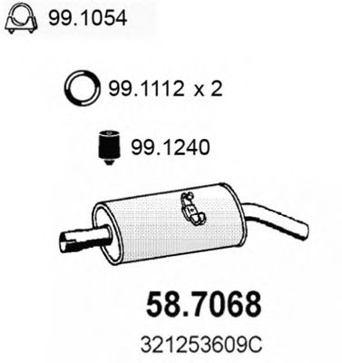 ASSO 58.7068 Глушитель выхлопных газов конечный для VOLKSWAGEN CORSAR (Фольксваген Cорсар) ASSO 58.7068 Глушитель выхлопных газов конечный для VOLKSWAGEN CORSAR (Фольксваген Cорсар)