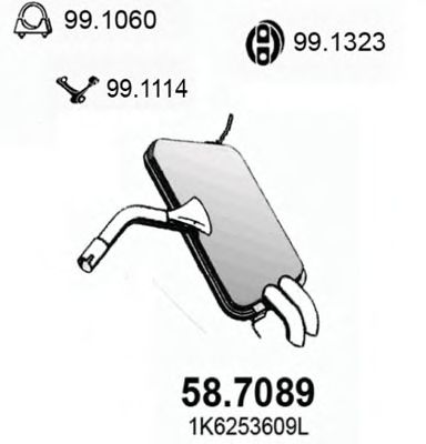 ASSO 58.7089 Глушитель выхлопных газов конечный для VOLKSWAGEN GOLF V (Фольксваген Гольф 5) ASSO 58.7089 Глушитель выхлопных газов конечный для VOLKSWAGEN GOLF V (Фольксваген Гольф 5)