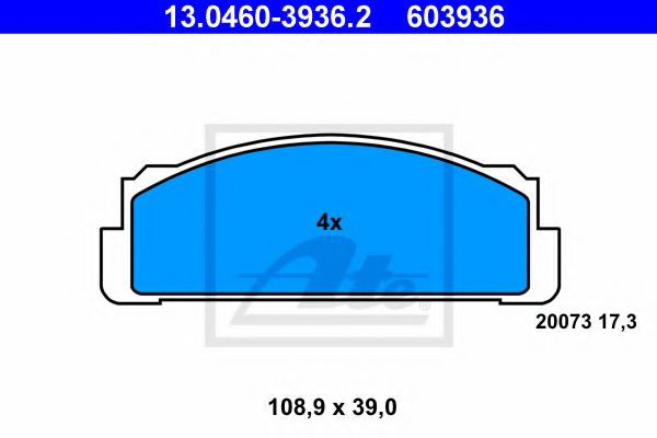 ATE 13.0460-3936.2 Тормозные колодки для FIAT SUPERBRAVO (Фиат Супербраvо) ATE 13.0460-3936.2 Тормозные колодки для FIAT SUPERBRAVO (Фиат Супербраvо)