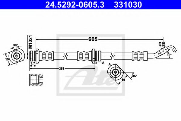 ATE 24.5292-0605.3 Тормозной шланг для NISSAN (Ниссан)