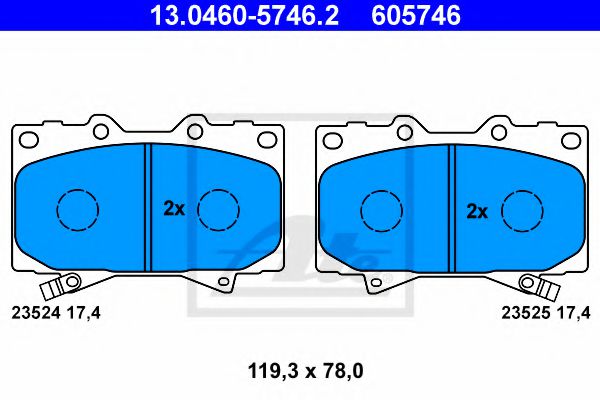 ATE 13.0460-5746.2 Тормозные колодки для TOYOTA PRADO (Тойота/тоета Прадо) ATE 13.0460-5746.2 Тормозные колодки для TOYOTA PRADO (Тойота/тоета Прадо)
