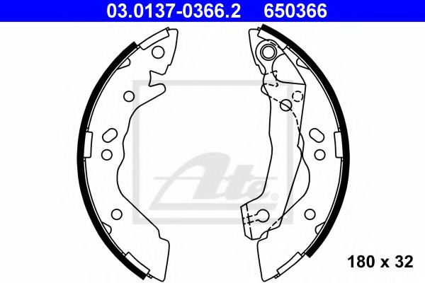 ATE 03.0137-0366.2 Тормозные колодоки для HYUNDAI EXCEL (Хендай Эxcэл) ATE 03.0137-0366.2 Тормозные колодоки для HYUNDAI EXCEL (Хендай Эxcэл)