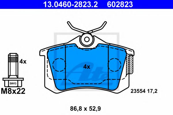 ATE 13.0460-2823.2 Тормозные колодки для VOLKSWAGEN (Фольксваген) ATE 13.0460-2823.2 Тормозные колодки для VOLKSWAGEN (Фольксваген)