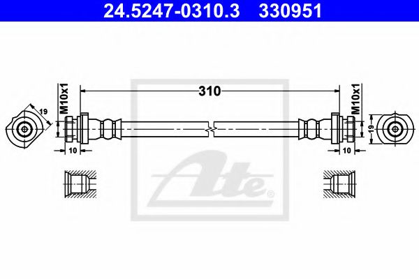 ATE 24.5247-0310.3 Тормозной шланг для NISSAN (Ниссан) ATE 24.5247-0310.3 Тормозной шланг для NISSAN (Ниссан)