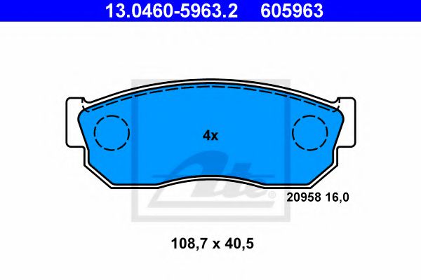 ATE 13.0460-5963.2 Тормозные колодки для NISSAN SENTRA I (Ниссан Сэнтра и)