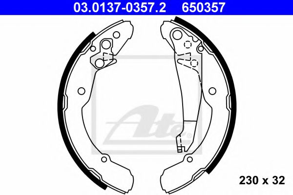 ATE 03.0137-0357.2 Тормозные колодоки для SKODA OCTAVIA (Шкода Октавия) ATE 03.0137-0357.2 Тормозные колодоки для SKODA OCTAVIA (Шкода Октавия)