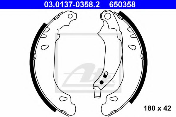 ATE 03.0137-0358.2 Тормозные колодоки для DACIA SANDERO (Дача Сандэро) ATE 03.0137-0358.2 Тормозные колодоки для DACIA SANDERO (Дача Сандэро)