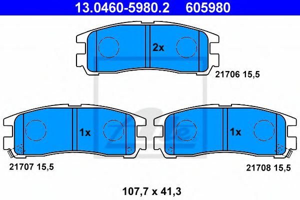 ATE 13.0460-5980.2 Тормозные колодки для MITSUBISHI SIGMA (Митсубиши/митсубиси Сигма) ATE 13.0460-5980.2 Тормозные колодки для MITSUBISHI SIGMA (Митсубиши/митсубиси Сигма)