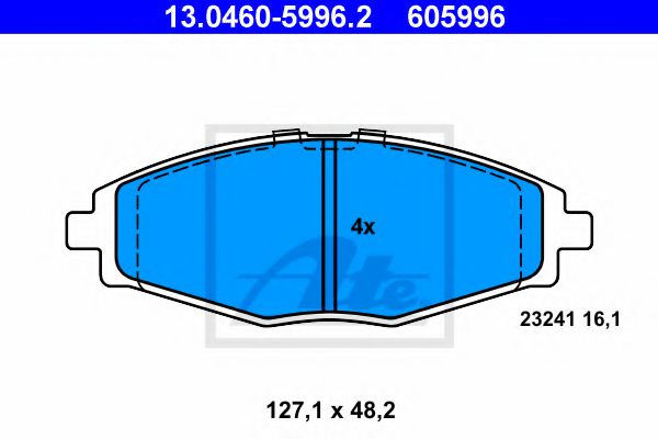 ATE 13.0460-5996.2 Тормозные колодки для DAEWOO MATIZ (Дэу Матиз) ATE 13.0460-5996.2 Тормозные колодки для DAEWOO MATIZ (Дэу Матиз)